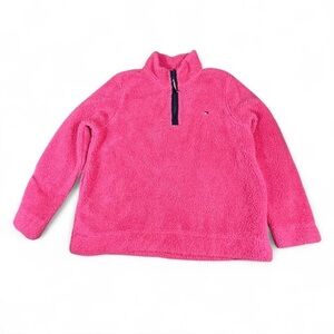 Tommy Hilfiger Pink Sherpa Quarter Zip Pullover Cozy Fleece XL